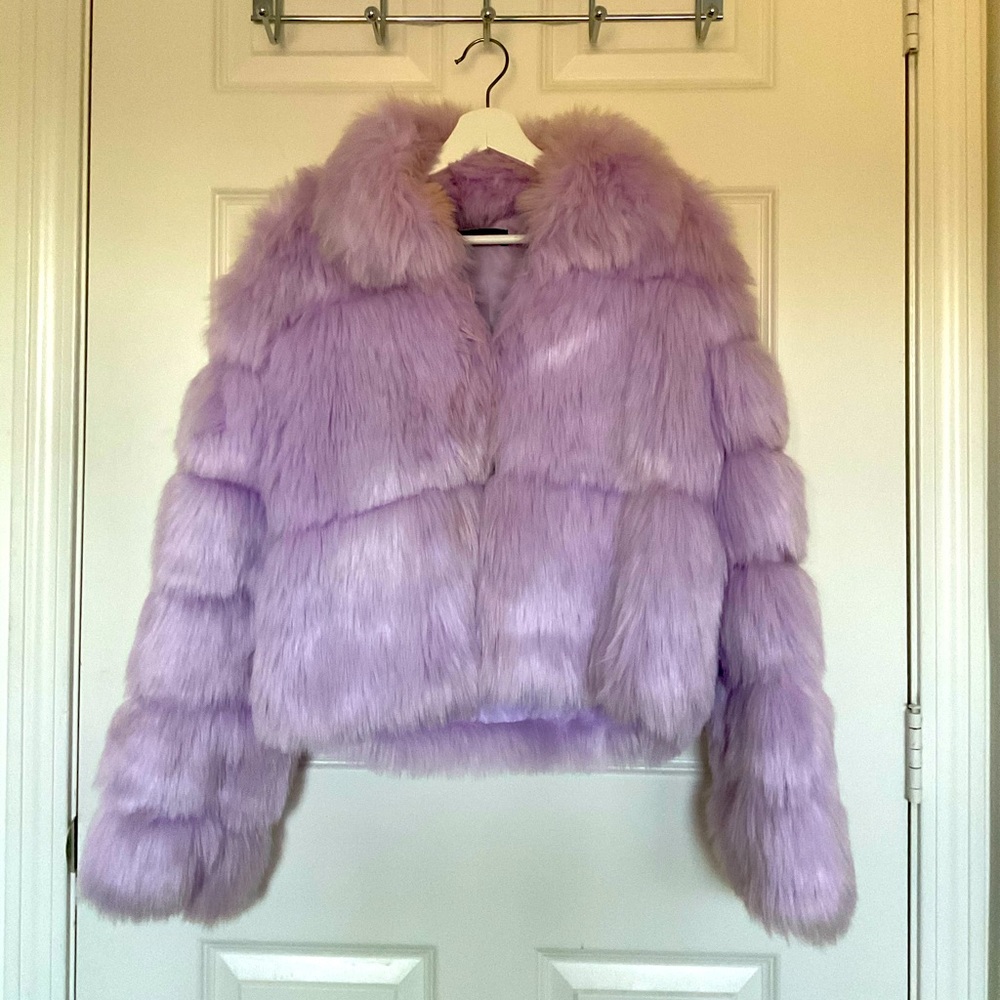Women’s Lilac Faux-Fur Winter Coat Good Condition